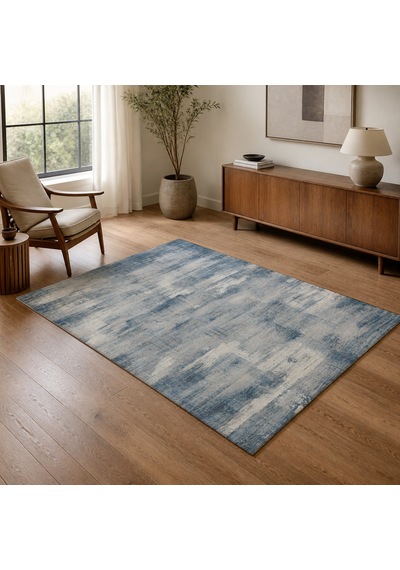 Kartela Halı Vintage Halı Kaymaz Taban Makinede Yıkanabilir Halı Mavi - 200 X 300 Cm