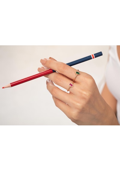 Reis Kuyumculuk T8049 Pluma Pink Altın Yüzük