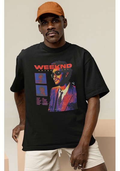 The Weeknd After Hours Rapper Baskılı Unisex Oversize Şarkıcı Tiş Siyah