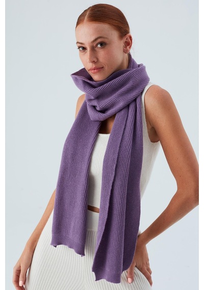Peraluna Nomı Scarf Selanik Örgü Kaşmir Karışımlı Yumuşak Kadın Triko Atkı - Pastel Mor Pastel Mor