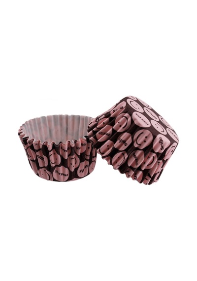 Cupcake Kalıbı Pet Kapsül Kek Kalıbı 52x45 Mm 100 Adet Pembe Emoji Pembe