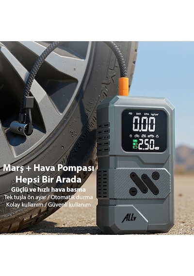 Ally St-9654 Taşınabilir Göstergeli Araç Lastik Şişirme Ve Starter Akü Takviye Seti