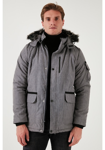 Buratti Peluş Astarlı Suya Ve Rüzgara Dayanıklı Soğuk Geçirmez Slim Fit Erkek Mont 5711051 Açık Gri