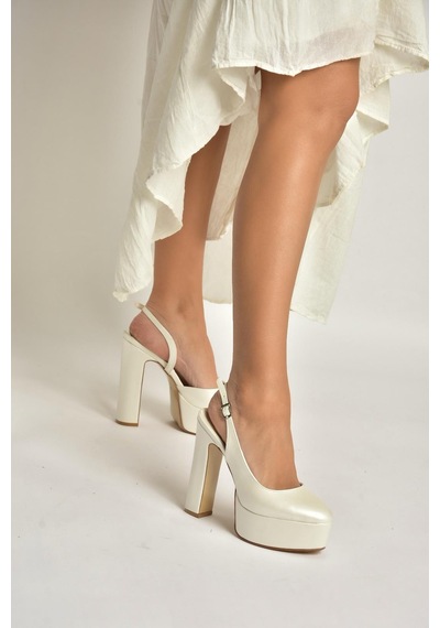 Fox Shoes Y246195109 Sedef Platform Kalın Topuklu Kadın Abiye Ayakkabı SEDEF