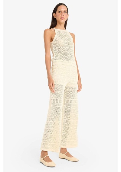 DeFacto Wide Leg Geniş Paça Ajur Triko Pantolon F3777AX25SMER105
