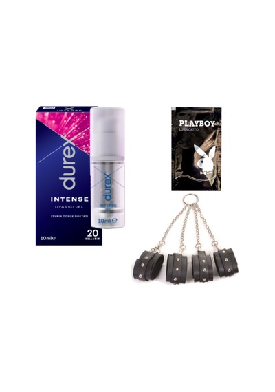 Durex Intense Kadın Uyarıcılı Jel + Siyah Deri El Ve Ayak Kelepçesi + Hediye