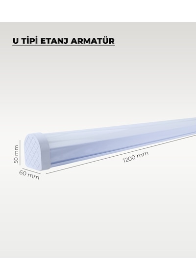 54w U Tipi Etanj Armatür 6500k Beyaz Işık - Ip65 Beyaz - Beyaz Işık