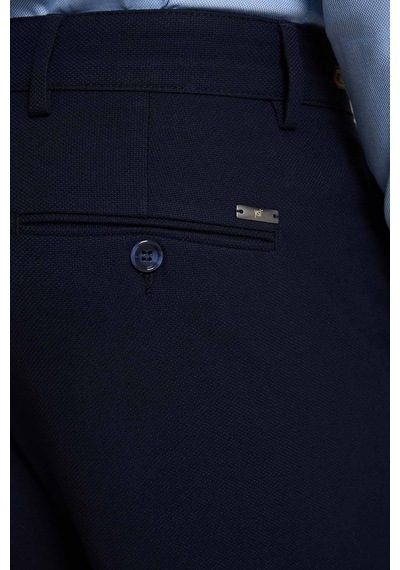 Erkek Lacivert Regular Fit Yan Cepli Kışlık Kanvas Pantolon