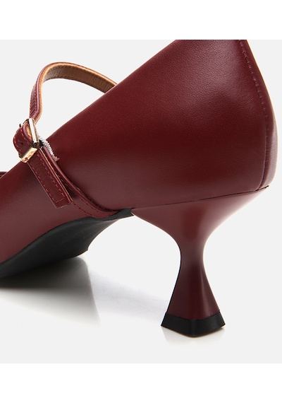 Hotiç Kadın Deri Mary Jane Bordo Stiletto