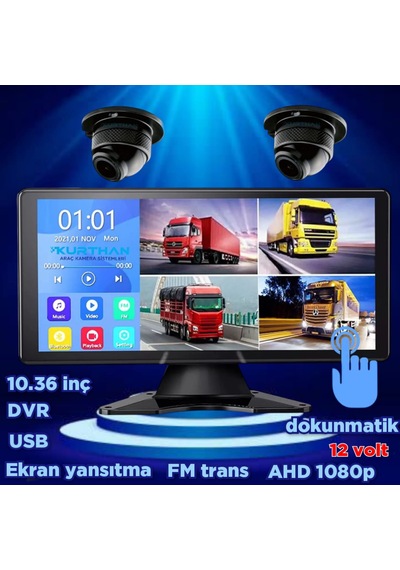 Dvr Dokunmatik Ekran 2 Adet 1080p Ahd 150'' Ultra Mini Kamera