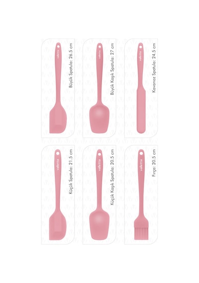 Valletta Drongo 6 Parça Silikon Spatula Seti Pembe