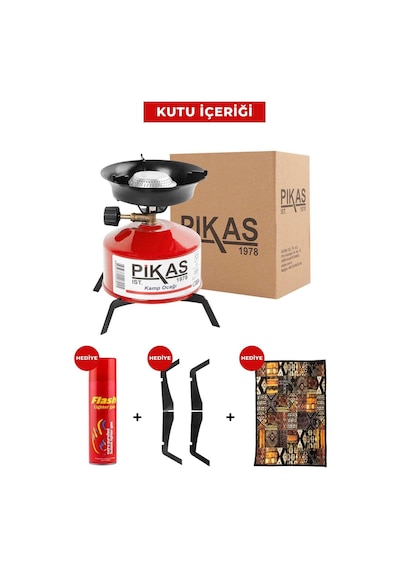 İksa Devrilmez Ayaklı Portatif Kamp Ocağı, Piknik Tüpü + Kamp Ocağı Kartuşu +çaydanlık Halısı Hediye 001