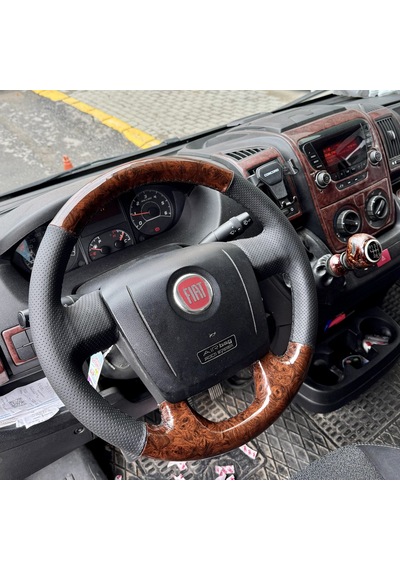 Fiat Ducota Araca Özgü Dikmeli Direksiyon Kılıfı Nokta Ahşap Siya Siyah