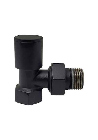 Radyatör Vanası 1/2'' Siyah Köşe Pex Metal Volanlı 16 2mm Boru Bağl. Rakorlu