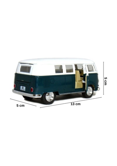 1:32 Ölçek Metal Çek Bırak Nostaljik Volkswagen T1 Minibüs Vosvos Oyuncak Araba - Yeşil 13 Cm