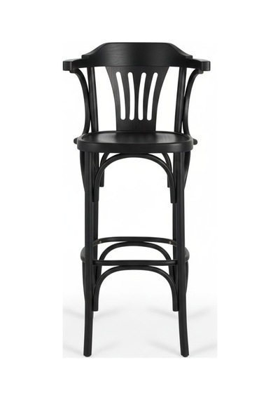 Thonet Kolçaklı Ahşap Bar Sandalyesi Siyah