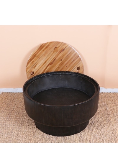 Kivona El Yapımı Teakwood Sehpa & Gizli Saklama 40x76 Cm Siyah-kahverengi