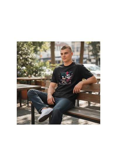 Urbantrendstore Unisex Batman Anime Oversize Fit Rahat Geniş Salaş T-shirt Günlük Tişört Siyah