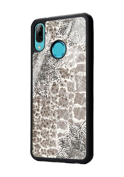 Huawei P20 Lite Taşlı Yaprak Tasarımlı Glossy Telefon Kılıfı Çok Renkli
