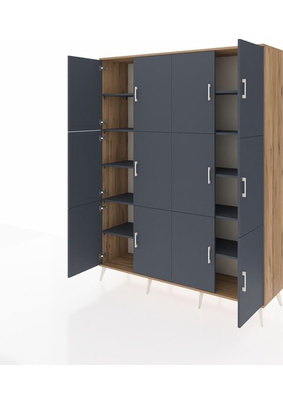 Hyperion Gardrop 10 Raflı 12 Kapaklı 176x44x221 Çam-antrasit Antrasit Hyperion Gardrop 10 Raflı 12 Kapaklı 176x44x221 Çam-antrasit Antrasit