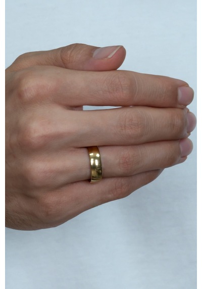 Unisex 6mm Parlak Bombeli Erkek Kadın Çelik Alyans Yüzük Tca 001