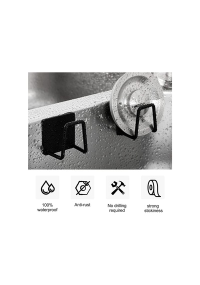 Mainshop Musluk Yanı Sünger'lik Sünger Askılığı Evye Sünger'liği Banyo Mutfak Düzenleyici 2 Adet M-sng1 Siyah