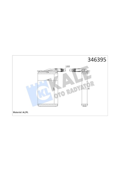 Kale-radyator 346395 Kalorifer Radyatörü Kng-kng Express 1.4-1.6 16v-1.5 Dcı-1.9dtı-1.9dcı 234x158 0583892al 7701205538 2711500qae