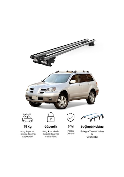 Venüs Mitsubishi Outlander 2001-2006 Uyumlu Gri Ara Atkı Port Bagaj Tavan Barı