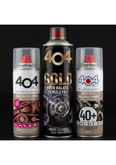 404 Pas Sökücü 200 Ml + Fren Balata Temizleyici Gold 500 Ml + 40+ Koruyucu Yağlayıcı Sprey 200 Ml 3'lü Bakım Seti
