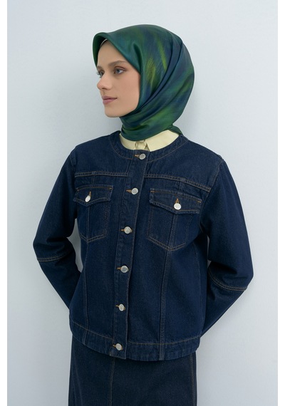Armine Saf İpek Sura Eşarp-2026 İlkbahar-yaz- 95130d Lacivert - Yeşil