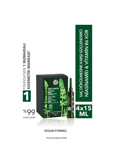 Yves Rocher Güçlendirici Niasinamid Vitamin B6 Kür - Saç Dökülmesine Karşı / Anti-chute - Vegan -60ml