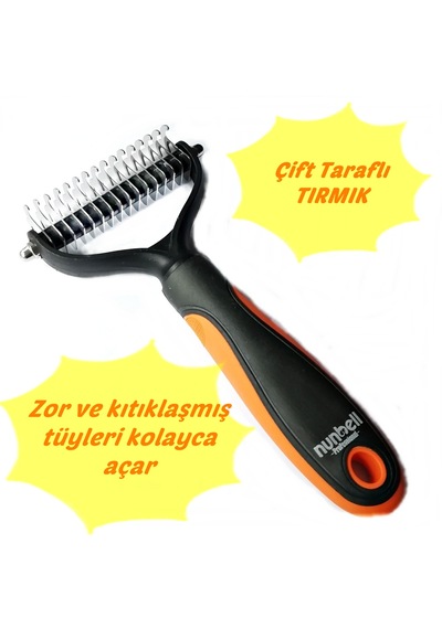 Büyük Irklar İçin Çift Taraflı Tüy Kıtık Açıcı Köpek Tarağı 17 X 9 Cm