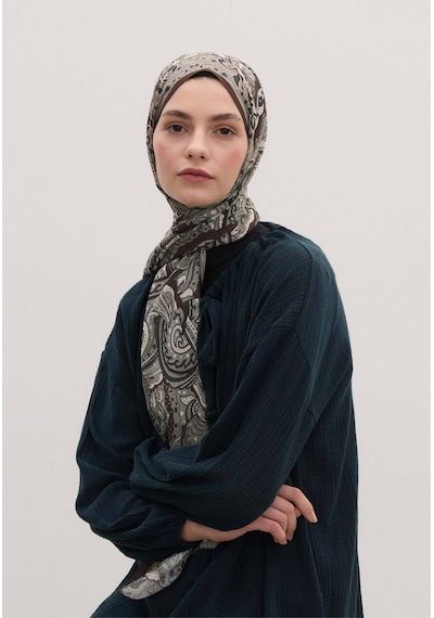 Freshscarfs Siara Desen Şal Kahve haki