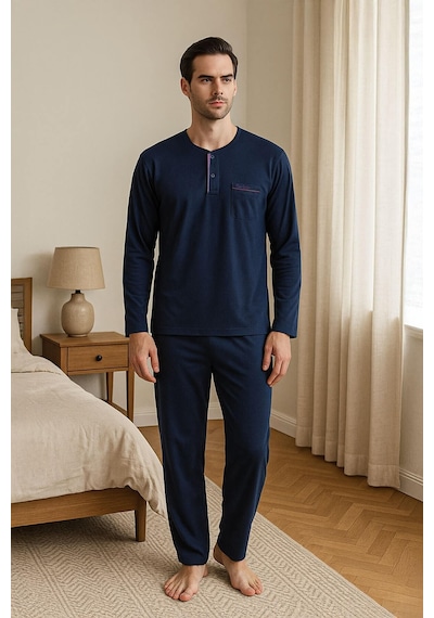 Pierre Cardin Erkek Uzun Kollu Penye Pijama Lacivert