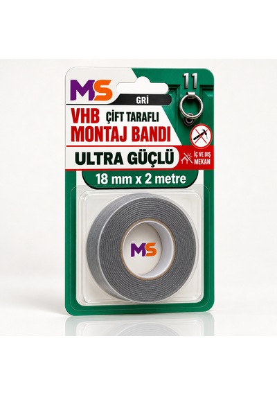 Vhb Çift Taraflı Ultra Güçlü Gri 18 Mm X 2 Metre  Bandı Bantları Metal Araç Ayna Plastik Bantı Diğer
