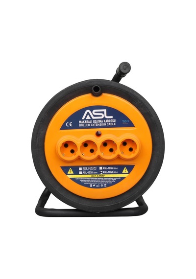 Asl Asl-1050 50 Metre 4 Priz Girişli Makaralı Uzatma Kablosu 3000w 3x1.5mm 1