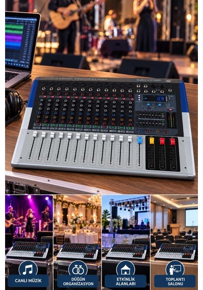 Maxword Welly-12fx Power Mixer 2x800w 12 Kanal 2x7 Bant Ekolayzır 99 Dsp Efekt