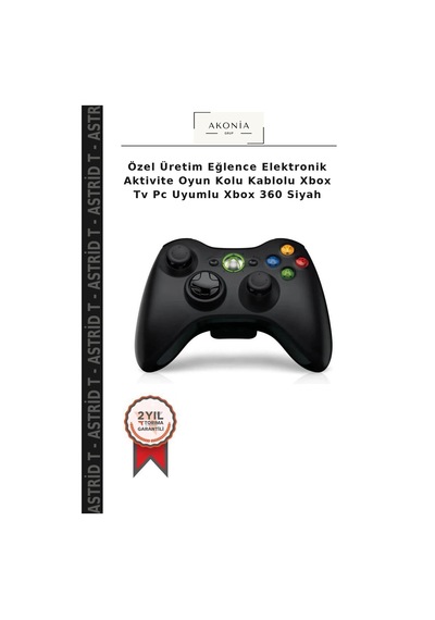 Özel Üretim Eğlence Elektronik Aktivite Oyun Kolu Kablolu Xbox Tv Pc Uyumlu Xbox 360 Siyah