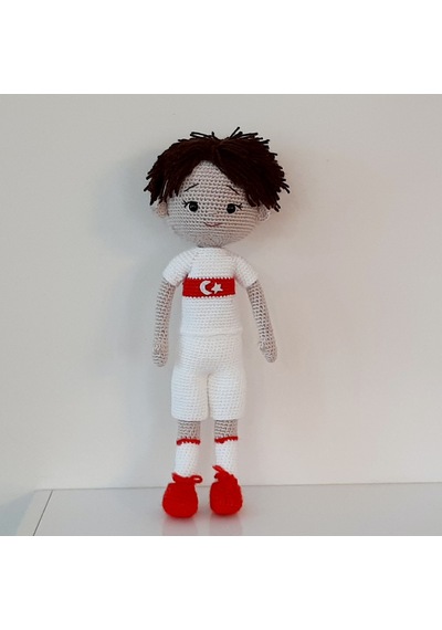 Amigurumi Örgü Oyuncak Milli Futbolcu Bebek Beyaz