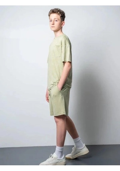 Erkek Çocuk Palmiye Desenli T-shirt Şortlu Takım-15796 Yeşil