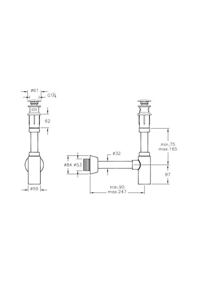 Artema Lavabo Sifon Seti (T Tipi) Pvc Üzeri Krom Kaplama A45154 Krom