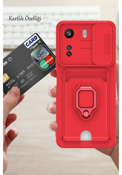 Redmi 13c Kılıf Zuma Kartvizitli Yüzüklü Silikon - Lila Düz Renkli