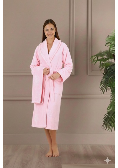 Özdilek Vega Aile Bornoz Seti Beyaz-pembe Renkli