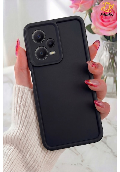 Fibaks Redmi Note 12 Pro 5G Uyumlu Kılıf Kamera Korumalı Yumuşak Dokulu Darbe Emici Siyah Silikon Kapak
