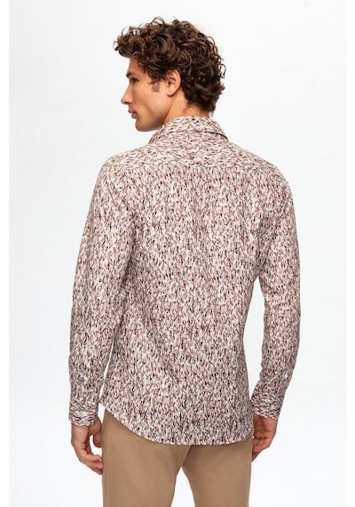 D's Damat Slim Fit Kahverengi Baskılı Gömlek 2ec0221062590 Kahve