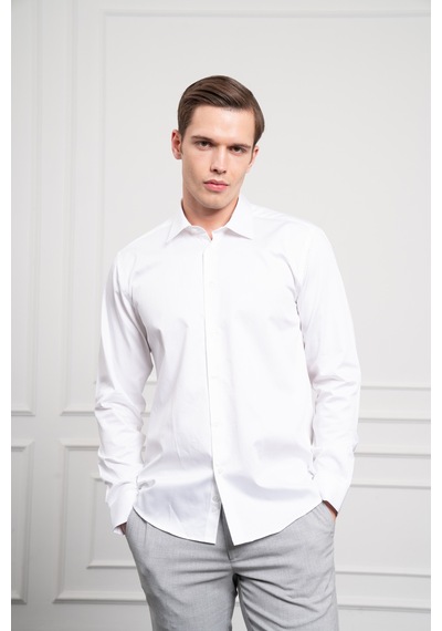 Morven Erkek Beyaz Pamuk Trend Slim Fit Dar Kesim Gömlek 25mc004024600 Beyaz Beyaz