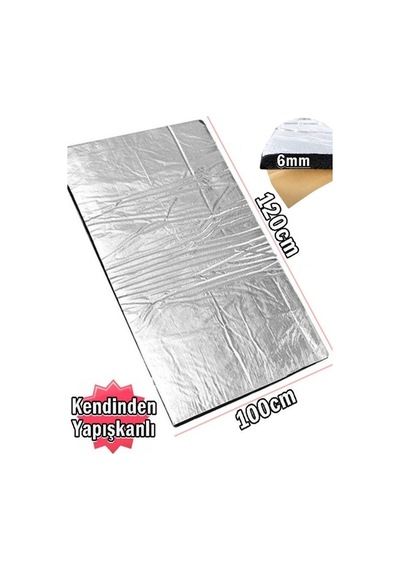 Oto Ses Isı Yalıtım Folyolu Kauçuk İzolasyon 120 x 100 CM 6 MM