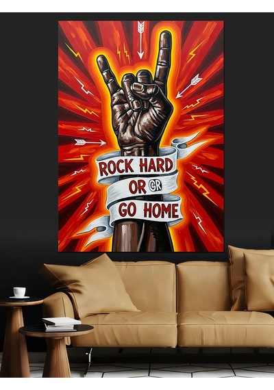 Ahşap Tablo Rock Müzik El İşareti