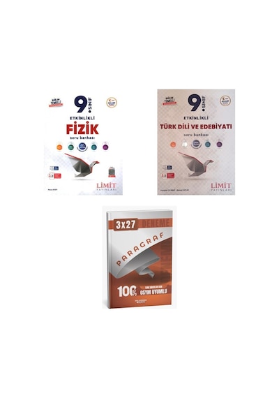 2027 Limit 9. Sınıf Fizik Etkinlikli Maarif + Edebiyat Türk Dili Ve Edebiyatı Soru + Ankapade 3'lü Set