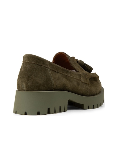 Deery Kadın Hakiki Süet Yeşil Püsküllü Loafer - 02033zyslc01 Yeşil